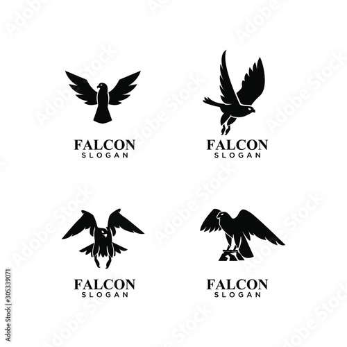 set of falcon black logo icon design vector illustration