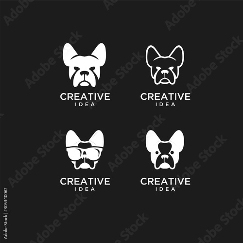 set of bull dog head logo icon design vector illustration