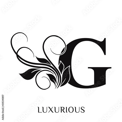 Initial letter G  Decorative emblem VINTAGE ornament  monogram logo