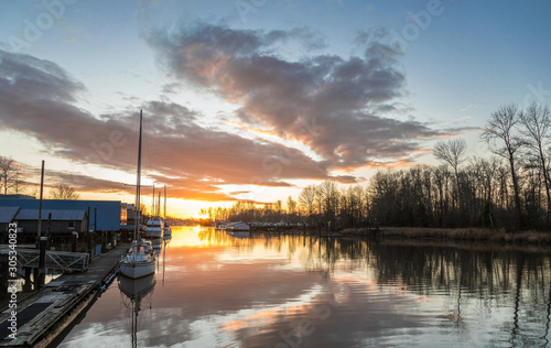 Ladner Harbour at Fall Sunset photo