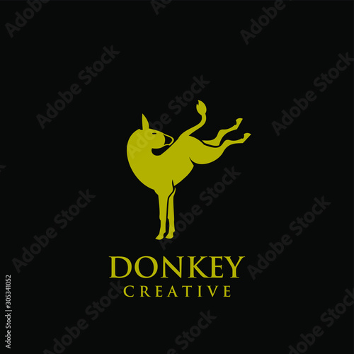 donkey gold logo icon design vector illustration template