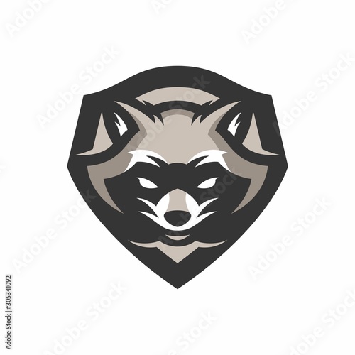 racoon mascot head logo badges photo