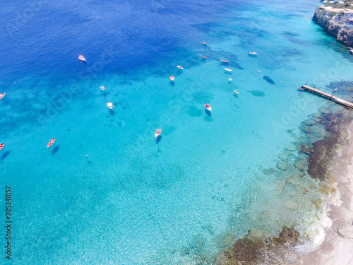 Aerial view of Playa Piskado, Westpunt, Curaçao