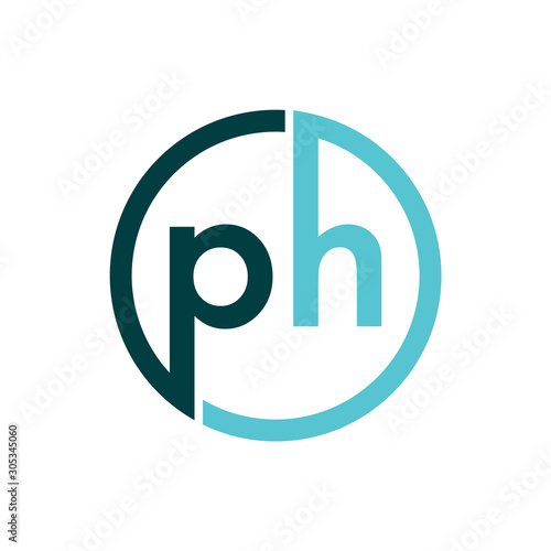Initial letter PH lowercase logo template ilustration