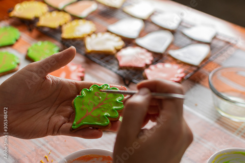 cookies preparation with royal frosting
