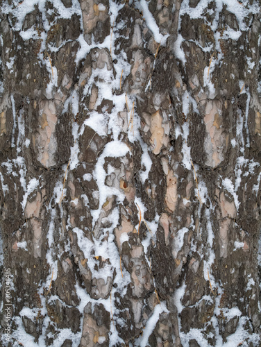 Wallpaper Mural Seamless wood bark texture with snow Torontodigital.ca