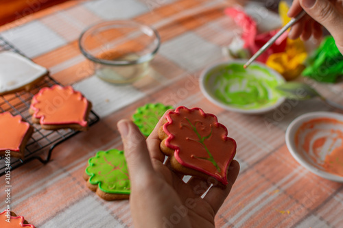 cookies preparation with royal frosting