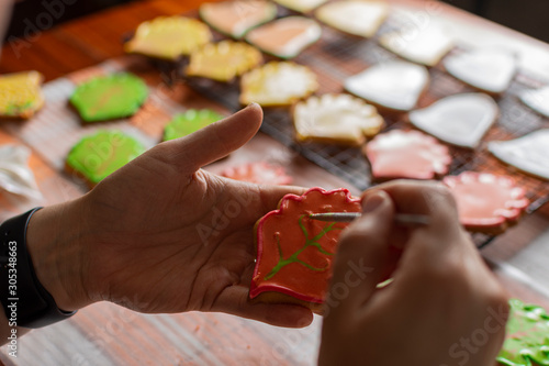 cookies preparation with royal frosting