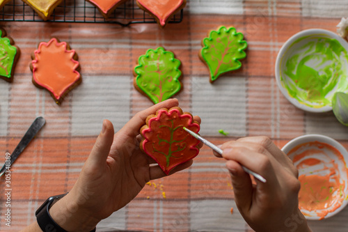 cookies preparation with royal frosting
