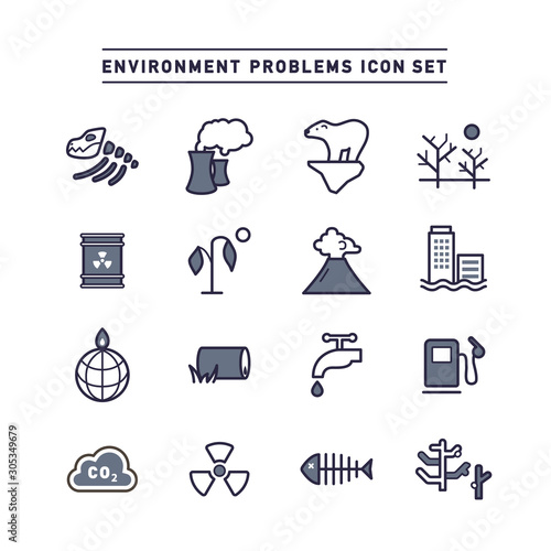 ENVIRONMENT PROBLEMS ICON SET