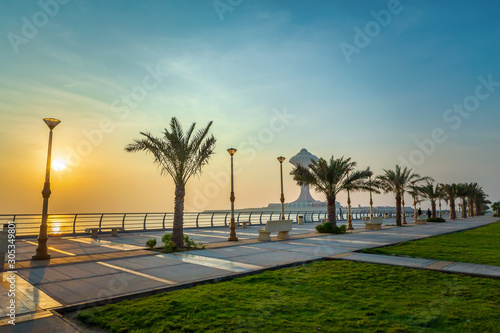 Beautiful sunrise view in Alkhobar sea side Saudi Arabia. photo