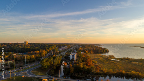 Принти на полотні sunset over the river