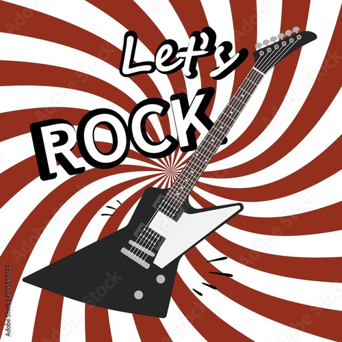 Rock guitar poster. Music promo flyer for live concert or musical festival vector background