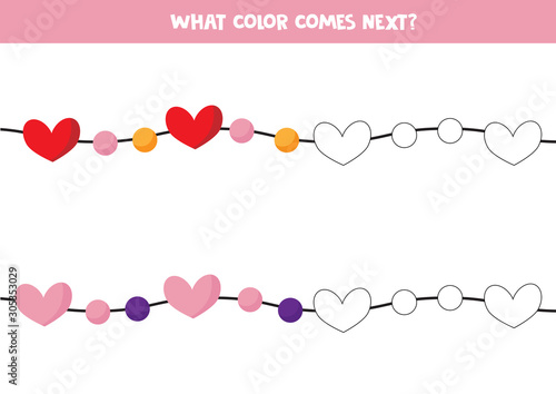 Color the garland with hearts.