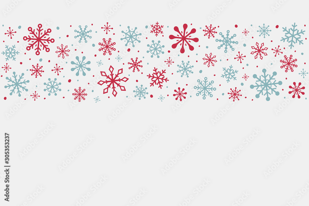 Christmas background with hand drawn snowflakes and copyspace. Winter decoration. Vector Christmas background with hand drawn snowflakes and copyspace. Winter decoration. Vector