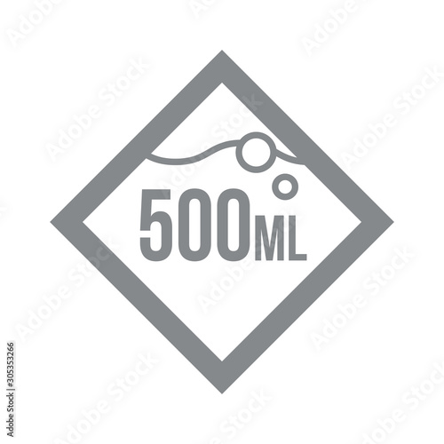 Liter l sign (l-mark) estimated volumes 500 milliliters (ml) Vector symbol packaging, labels used for prepacked foods, drinks different liters and milliliters. 500 ml vol single icon isolated on white