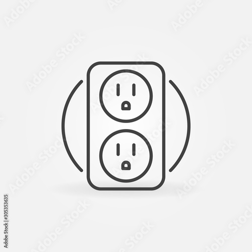 Double US smart socket vector concept icon or symbol in thin line style