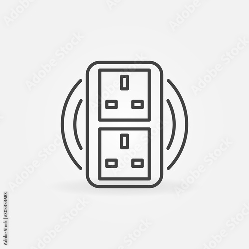 UK Double smart socket vector concept icon or symbol in outline style