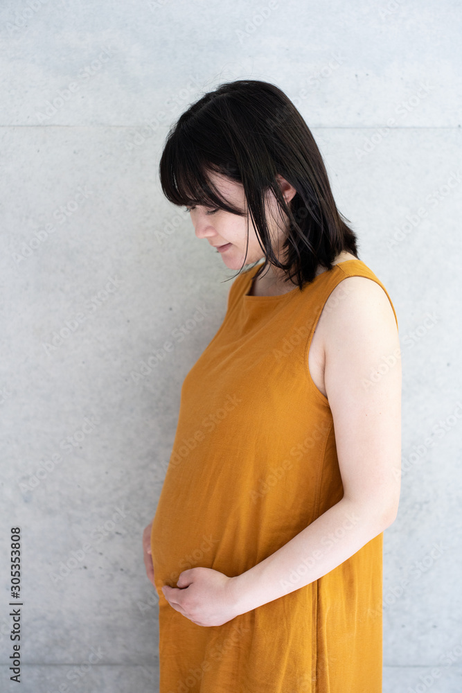 マタニティドレスを着た妊婦 マタニティドレスを着た妊婦