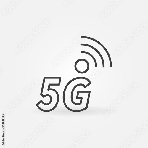 5G vector outline concept icon - fifth generation cellular network technology symbol