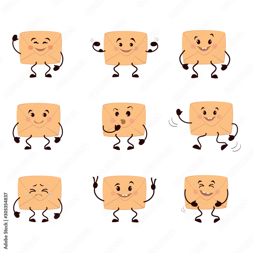 Cute cartoon envelope set. Cute cartoon envelope set.