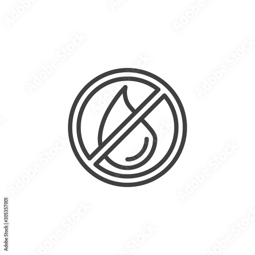 No liquid line icon. linear style sign for mobile concept and web design. No Water drop, forbidden outline vector icon. Symbol, logo illustration. Vector graphics