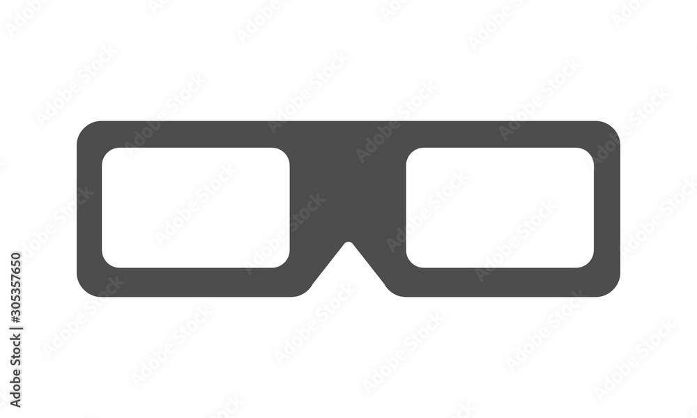 Modern 3D cinema glasses silhouette icon for your design. Isolated Vector illustration. Modern 3D cinema glasses silhouette icon for your design. Isolated Vector illustration.