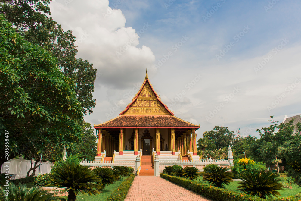 Landscape of Hor Pha Keaw on the morning, Vientiane, Laos.