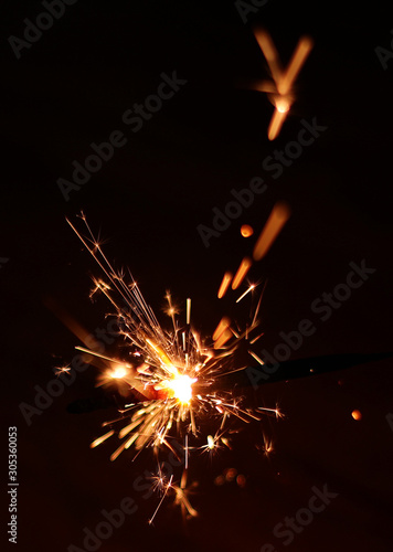 Beautiful Diwali Glowing Firecracker  fire of cracker explosion on black background