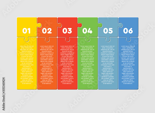 six pieces puzzle square diagram info graphic