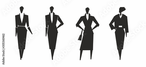 Fashionable women silhouettes. Corner graphics for badges  icons  logos. Women s Clothing Theme