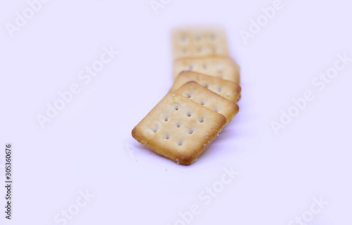 Stack of biscuits isolated on white background