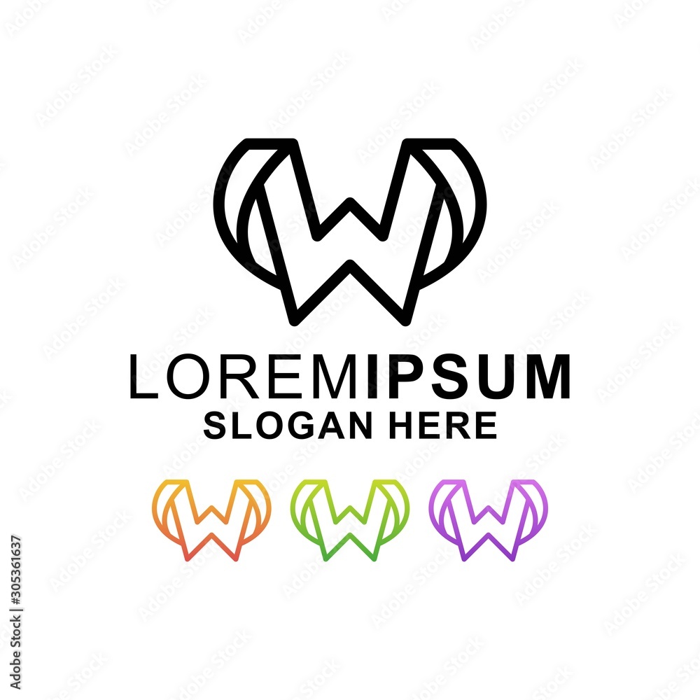 colorful letter w logo design with line colorful letter w logo design with line