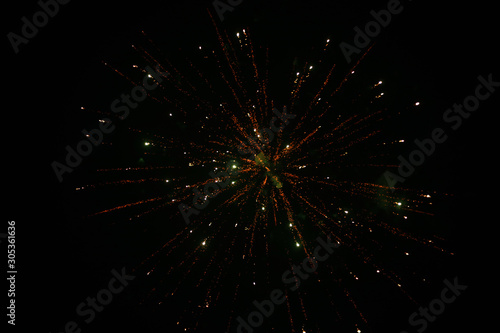 Beautiful fire crackers or fireworks in the sky. celebrating new year and Christmas and Diwali