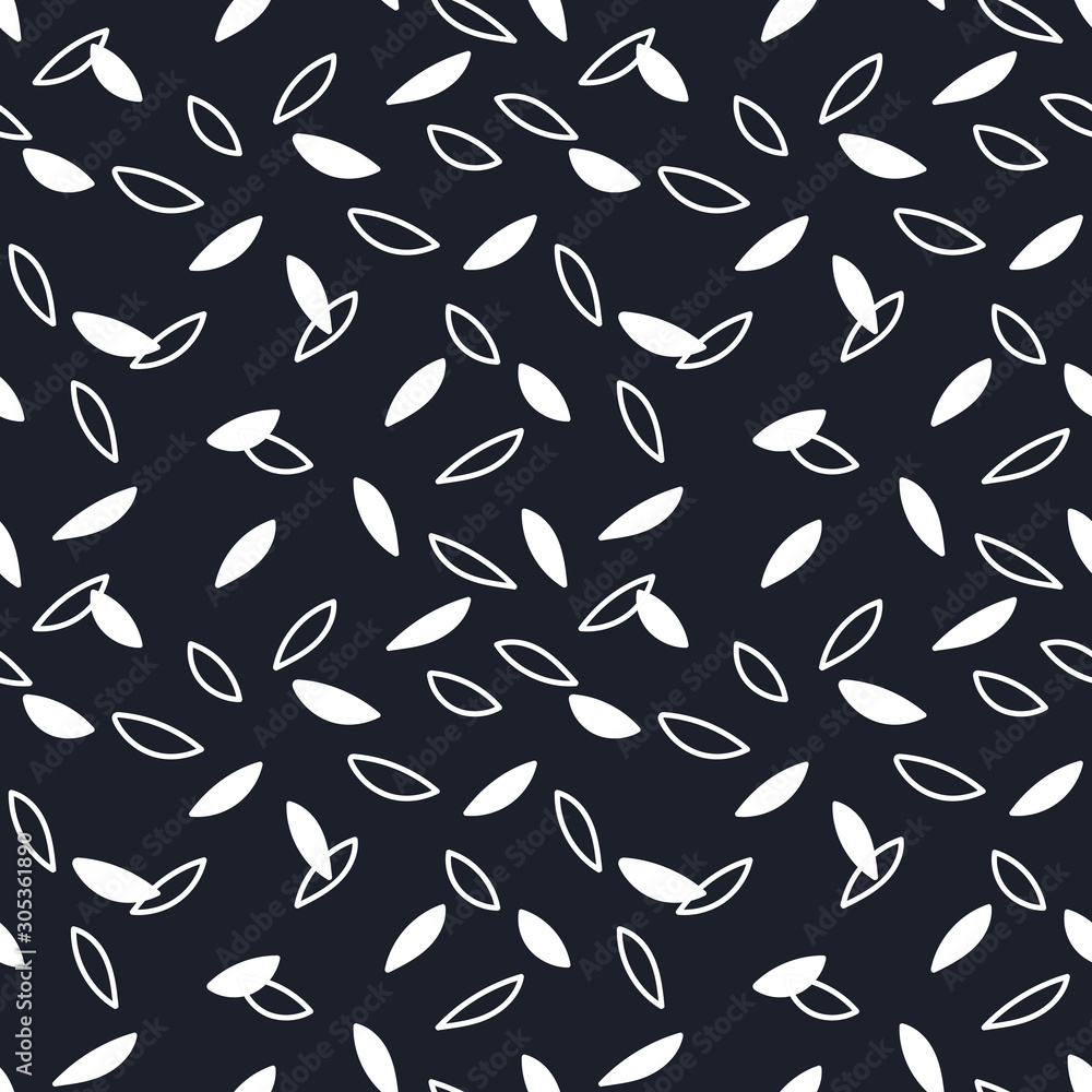 The contours and silhouettes of the little falling leaves. Vector seamless pattern. White and blue The contours and silhouettes of the little falling leaves. Vector seamless pattern. White and blue