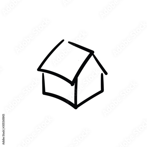 Hand drawn isometric house. Simple vector icon