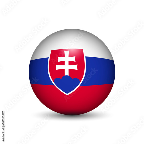 Flag of Slovakia in the form of a ball isolated on white background.