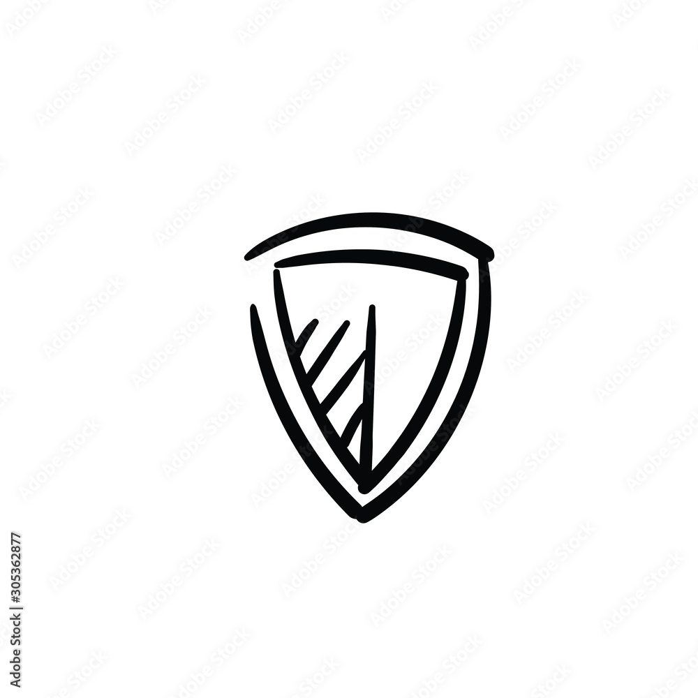 Hand drawn shield. Simple vector icon Hand drawn shield. Simple vector icon