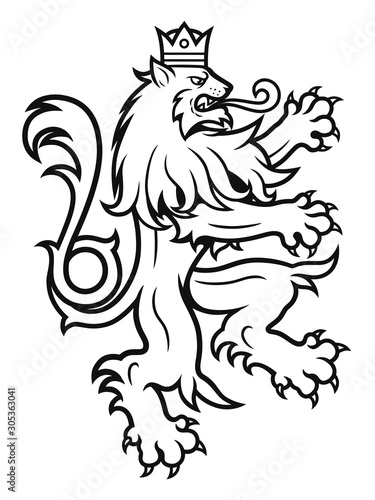 Heraldic lion line drawing