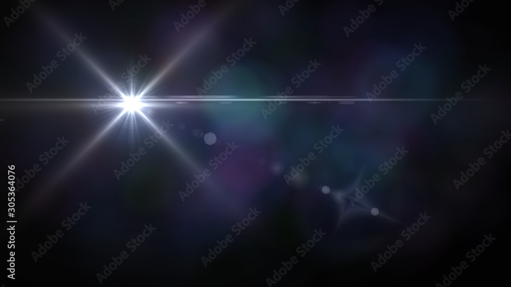 Fototapeta premium Lens Flare light over Black Background. Easy to add overlay or screen filter over Photos