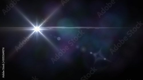 Lens Flare light over Black Background. Easy to add overlay or screen filter over Photos