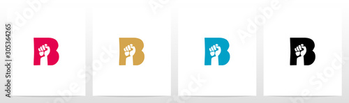 Fist Inside Letter Logo Design B