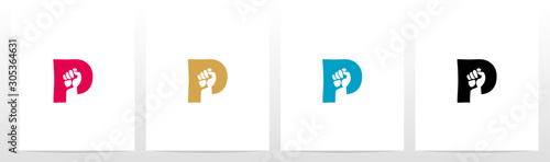 Fist Inside Letter Logo Design P
