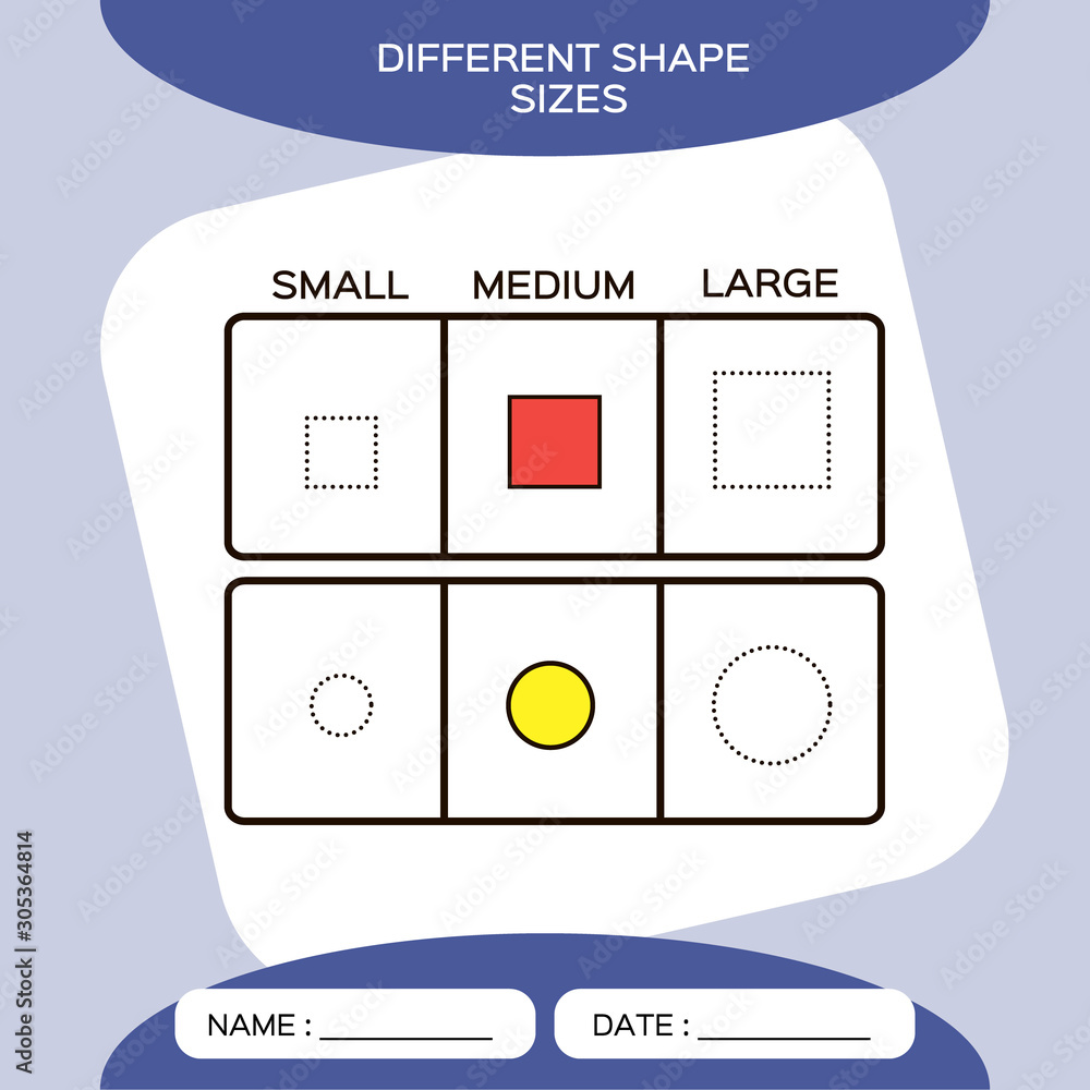 Differnt shape sizes. Small, Medium, Large. Matching children
