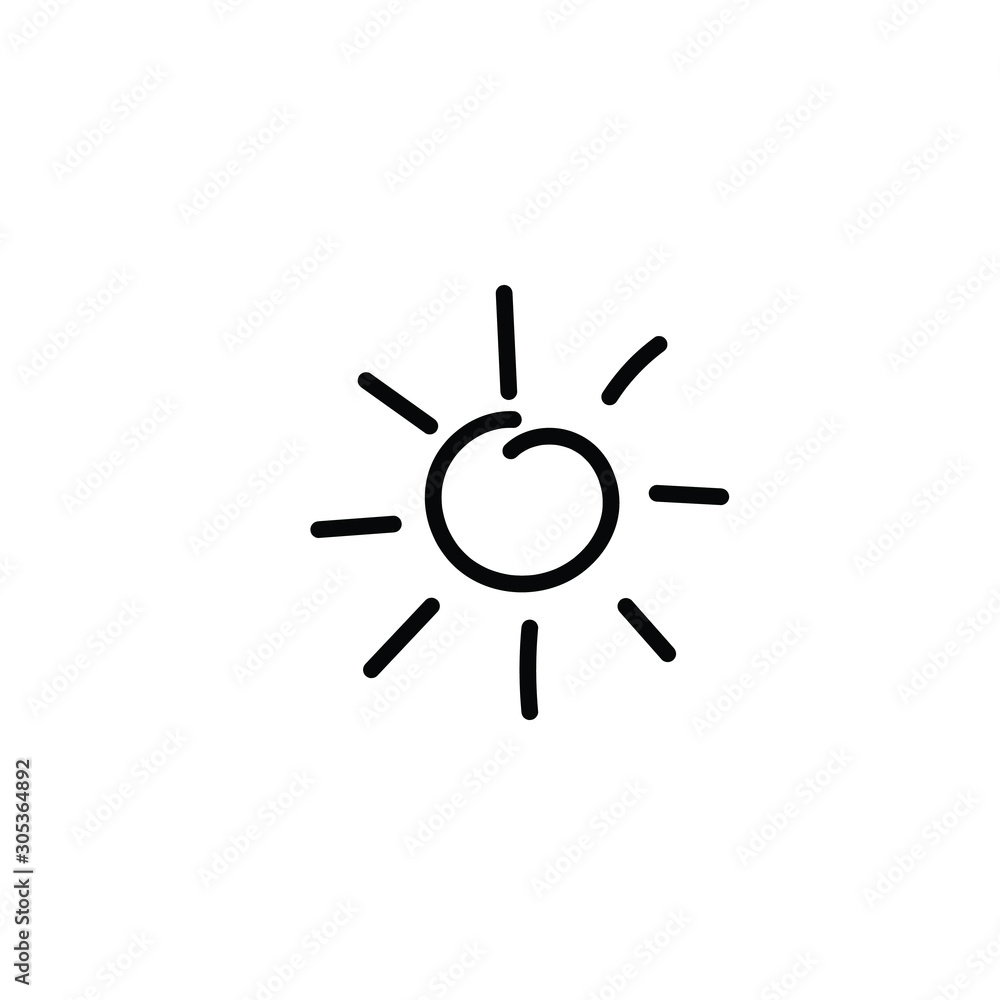 Hand drawn sun. Simple vector icon