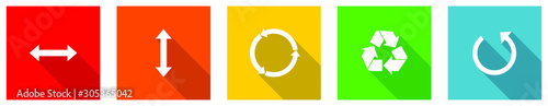 Set of colorful web flat design vector icons,  arrow, ecology, recycle and direction buttons in eps 10 for webdesign and mobile applications on white background