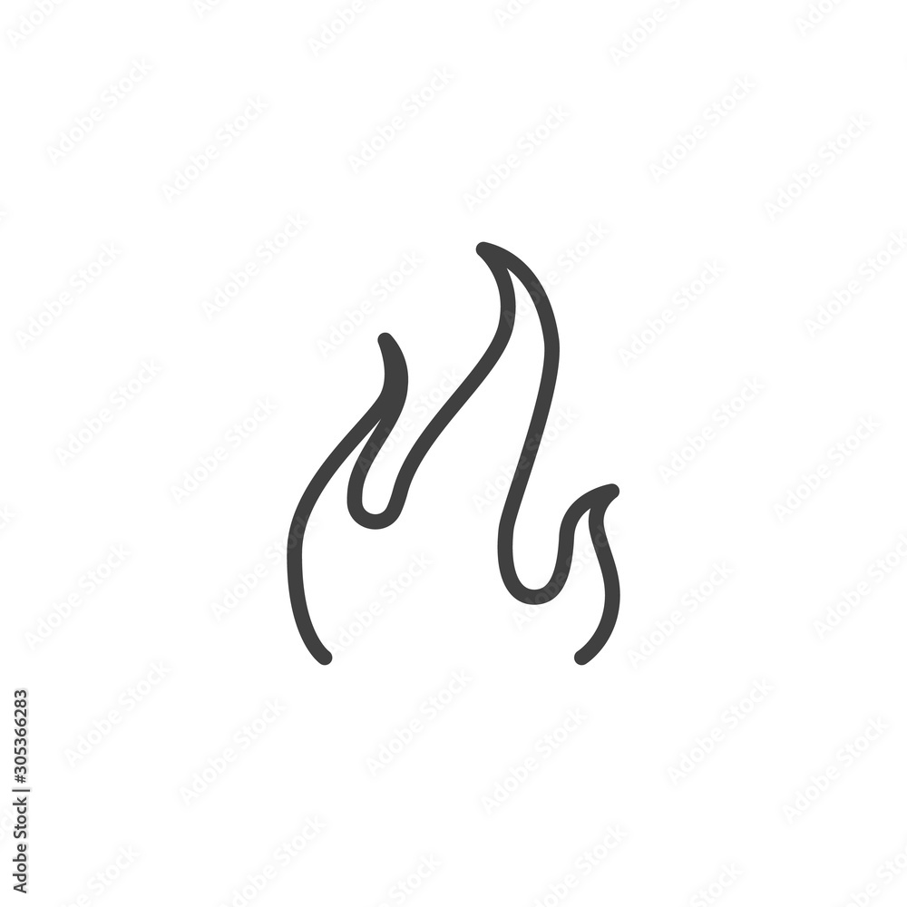 Hot flaming line icon. Bonfire linear style sign for mobile concept and web design. Fire flame outline vector icon. Symbol, logo illustration. Vector graphics Hot flaming line icon. Bonfire linear style sign for mobile concept and web design. Fire flame outline vector icon. Symbol, logo illustration. Vector graphics