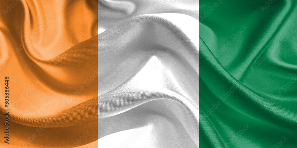 Ivory Coast Flag. Waving Rippled Flags. 3D Realistic Background Illustration in Silk Fabric Texture Ivory Coast Flag. Waving Rippled Flags. 3D Realistic Background Illustration in Silk Fabric Texture