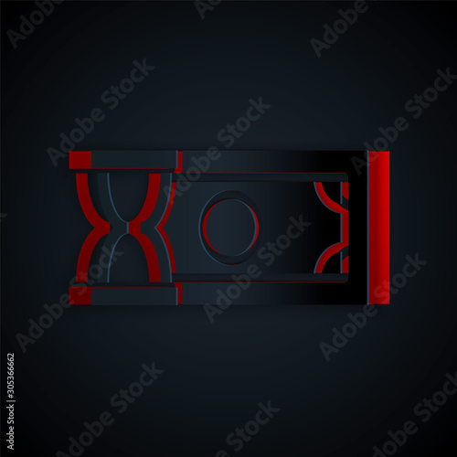 Paper cut Fast payments icon isolated on black background. Fast money transfer payment. Financial services, fast loan, time is money, cash back concept. Paper art style. Vector Illustration