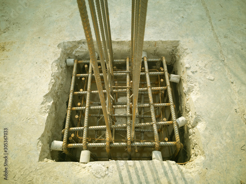Fényképezés installed DB16 steel for Foundation work, first footing in new factory, photo is